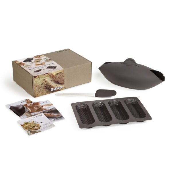 Zestaw do wypieku chleba rzemieślniczego / Lekue - promocyjny zestaw, który zawiera Bread Maker, formę do minibagietek oraz szpatułę.