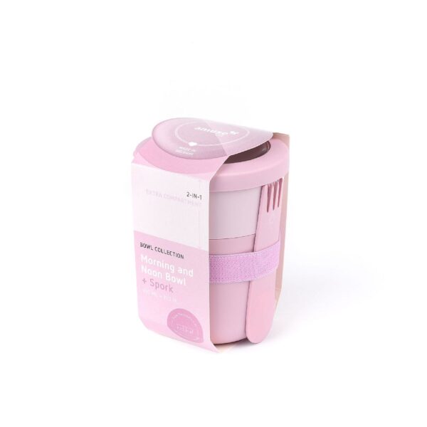 Amuse pojemnik na jogurt 2 w 1 ze sztućcem i gumką różowy